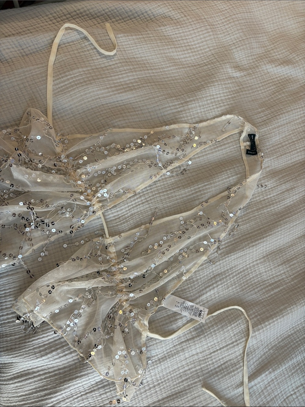 Sheer Sequin Halter Low-Cut Halter Too
